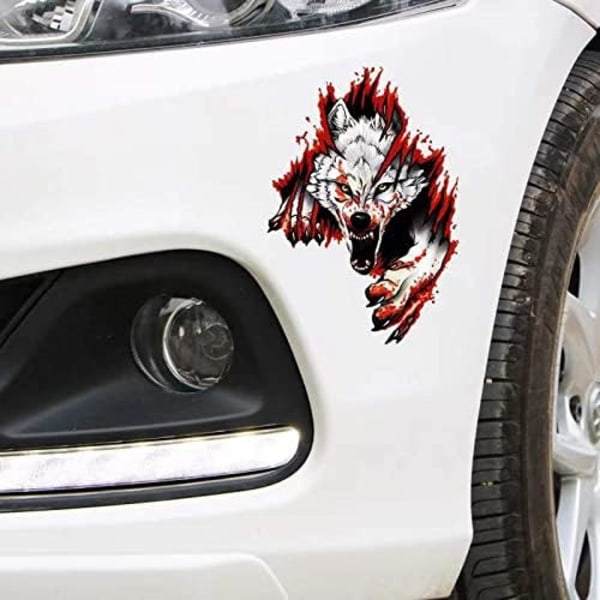 2-pack 3D Varghuvud Dekal Varghuvud PVC Bilsticker Vattentät Varghuvud