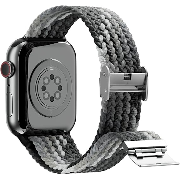 Tvådelat elastiskt vävt armband (regnbåge och svartvitt, exklusive klockor), lämpligt för Apple Watch armband 40mm 41mm