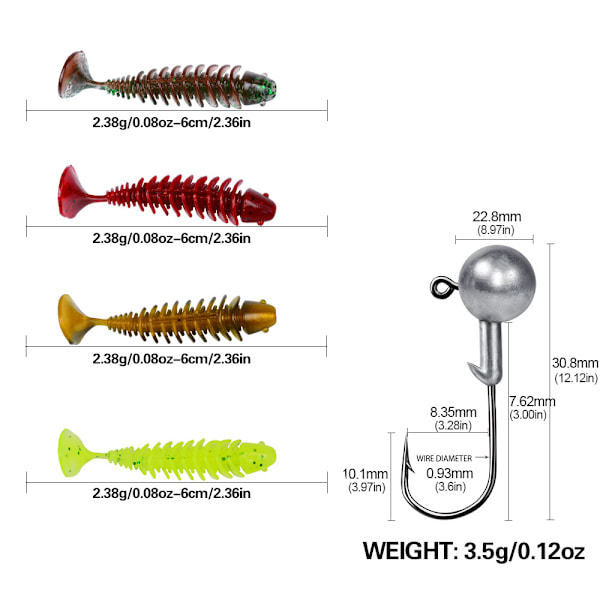 Mjukt fiskedrag 6cm - Maskdrag, mjuka fiskedrag för öring