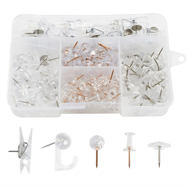 Transparenta tryckstift, 140 stycken plasttryckstift med förvaring