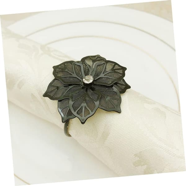 6 stk. Servietring Halloween Dekoration Blomster Servietring Serviet Spænde Sorte Ringe Legering