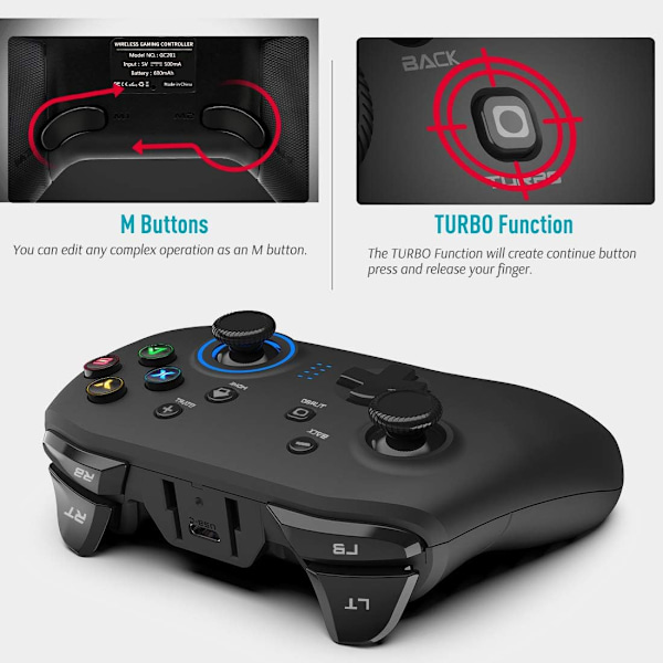 Trådløs spillkontroller Dual-Vibration Joystick Gamepad Dataspillkontroller for PC Windows 7/8/10, Android, PS3,