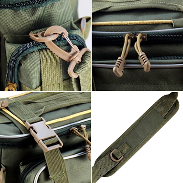 Fiskegrejstaske (Army Green) Fiskegrej Opbevaringspose Organizer Taljepose Messenger Taske Håndtaske