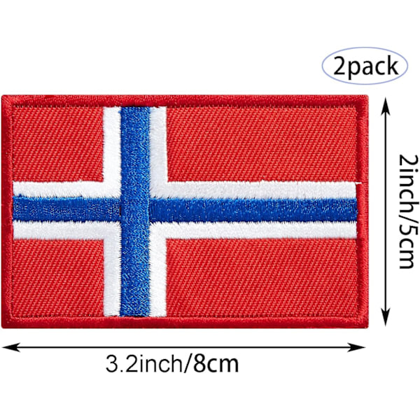 2 stk. Norge flag patches Norge flag broderede patches norske flag militær taktisk patch