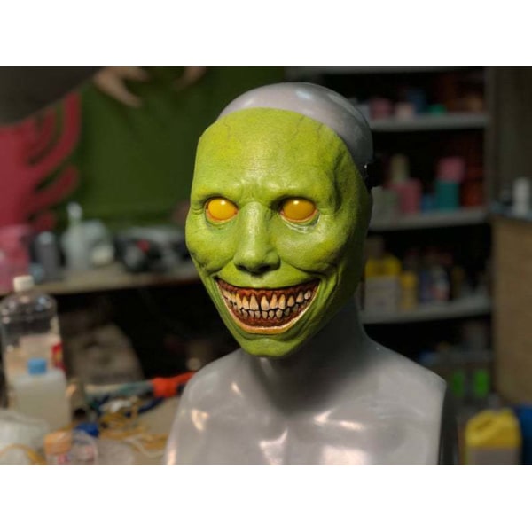 grön Halloween Skräckmask COS Exorcist Smile Vitt Ansikte Vit E