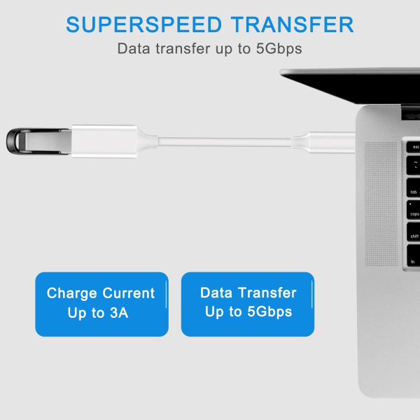 2 kpl Valkoinen USB C Uros - USB 3.0 Naaras Adapteri 2-Pakkaus, Thunderbo