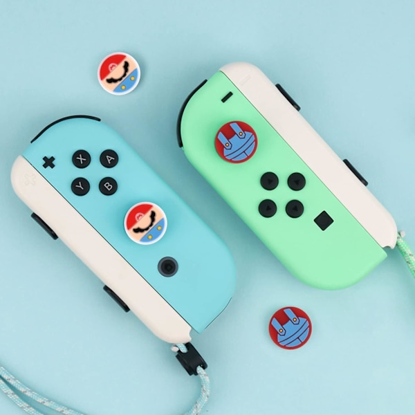 Søte Overalls Man 4PCS Tommelgrep Caps for Switch/Switch OLED/Switch Lite Myk Silikon J