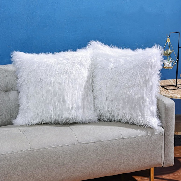 (Valkoinen * 1 kpl) Sohvatyynynpäällinen, erittäin pehmeä plushipehmuste, Mongolian erittäin pehmeä plushipehmuste vuorattu