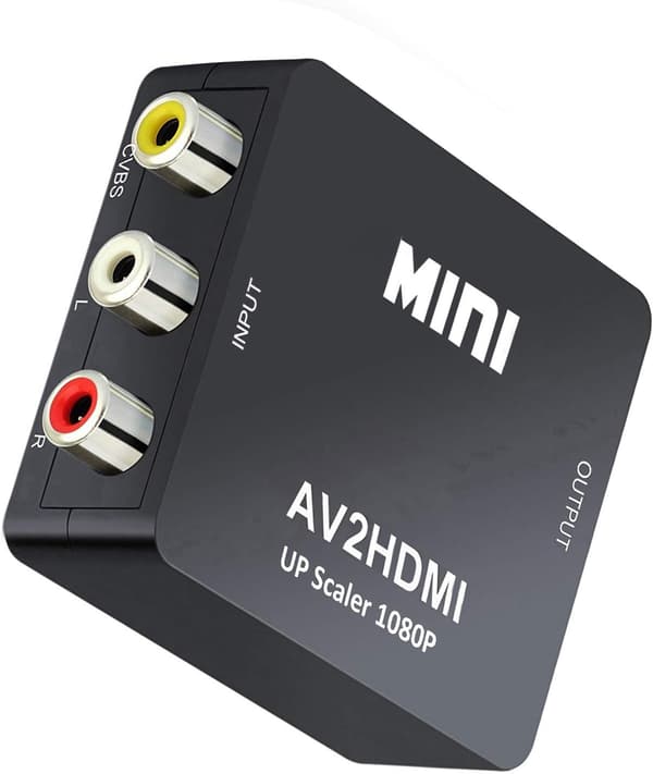 Mini AV RCA CVBS till HDMI Video Audio Konverter Adapter Stöd 7