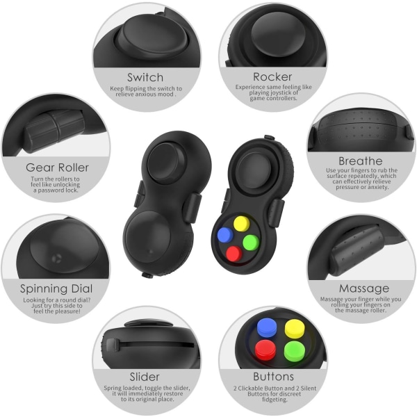 Fidget-leksaker Anti Stress, Fidget-leksaker Anti Stress, Fidget Pad 8 Funktion Fidget Toy Cube Controller S