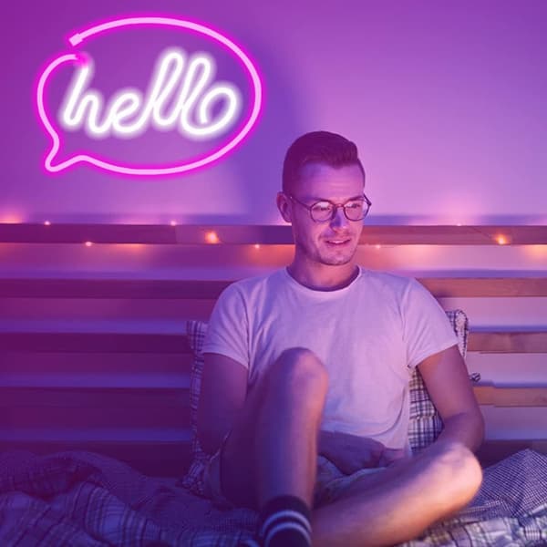 Neon skylt, Hello Neon Lights LED Neon Lights Sovrum USB eller Batte