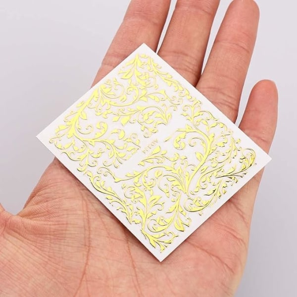 20 st Nail Art Stickers Set, 3D självhäftande Bronzing Gold Glit