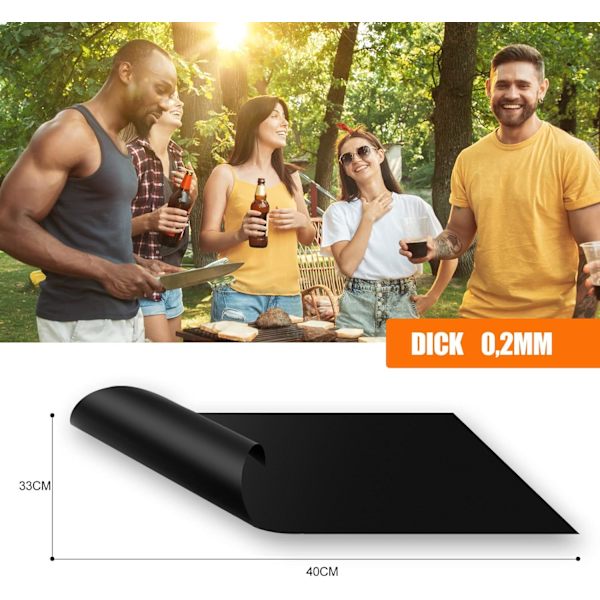 Grillmatte for Grill, 40x33cm Sett med 5 Gjenbrukbare BBQ-ark
