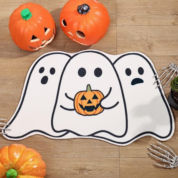 Halloween Antiskli Frontrute Velkommen Matte (60*90cm), Morsom Spøkelse, Gresskar Design for Kjøkkengulv De