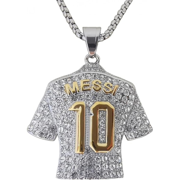 Messi No. 10 -jalkapallopaidan riipus, miesten jalkapallopaidan riipus - hopeinen D