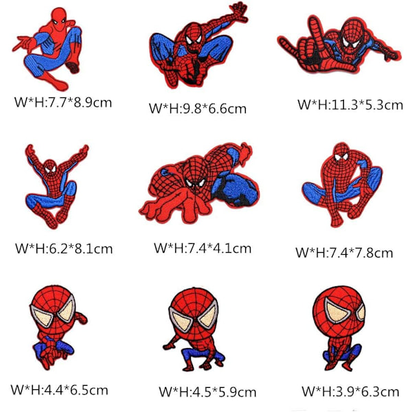 Stryge-på patch 15 stk. Stryge-på patches Spider Man broderet Pa O