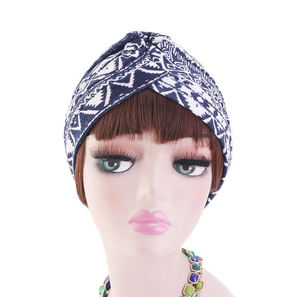 (Blå) Chemo Headwear Hodeplagg Skjerf Beanie Hat Kvinner Stretch Knot Front Turban