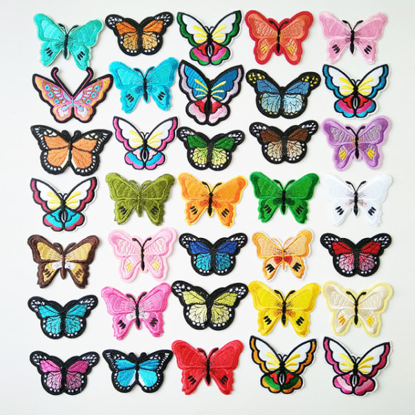 37 st Butterfly Iron on Patches Broderade Sy Applikation Reparation P