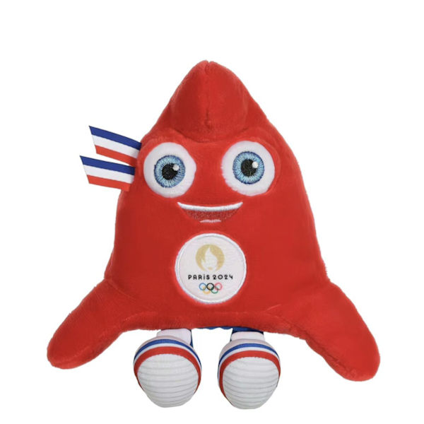 (A)Plysjleke 23 cm i pose - Offisiell maskot for de olympiske leker i Paris 2024 - Rød frygisk lueformet plysjleke - PARIS