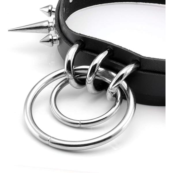 Sort gotisk punk PU læder choker halskæde krave O-ring halskæde