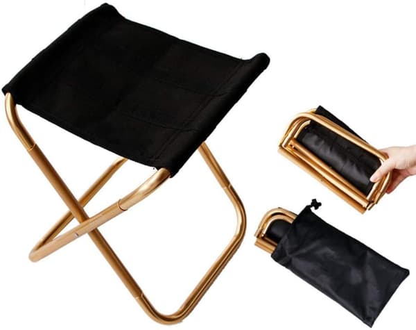 1 Pack Mini Camping Kid Stool, Guld Bärbar Fällbar Pall för Barn Fi
