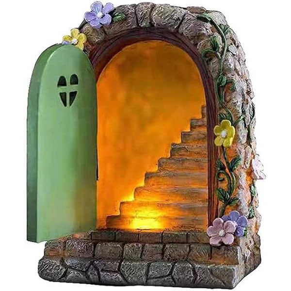 Fairy Door Staty, handmålad hartsmaterial Luminous Fairy Gar