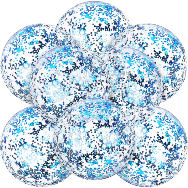 8 delar uppblåsbara klara glitter badbollar Konfetti badbollar Transpar