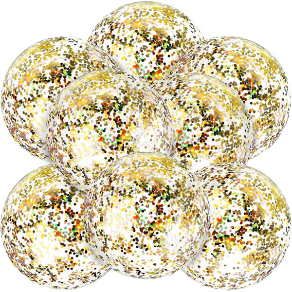 8 stk. oppustelige gennemsigtige glitter strandbolde konfetti strandbolde transpar