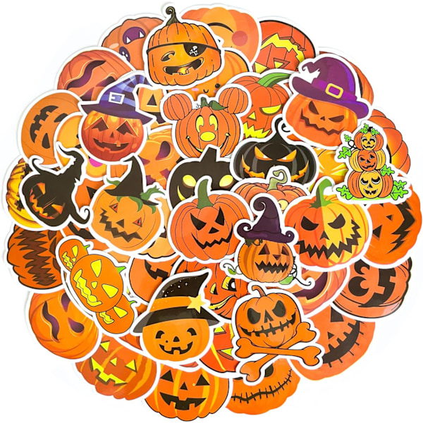 50PCS Halloween Pumpkin Stickers for Water Bottles Laptop Notebook,Waterproof Vinyl Pumpkin Lantern