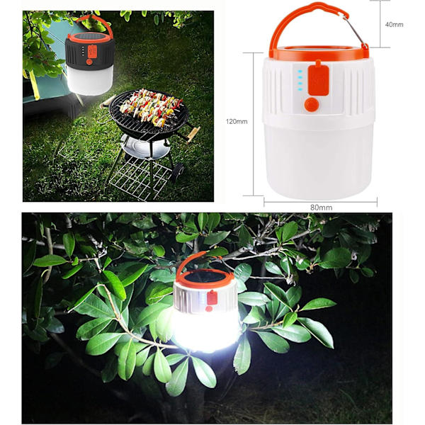 Hvid Genopladelig Solcellelanterne, USB LED Campinglygte I