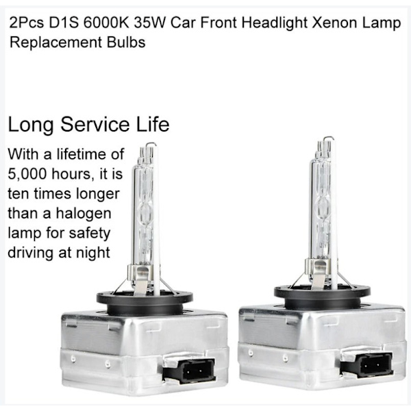 2 kpl D1S 6000K 35W auton etuvalaisimien xenon-lamppujen vaihtolamput