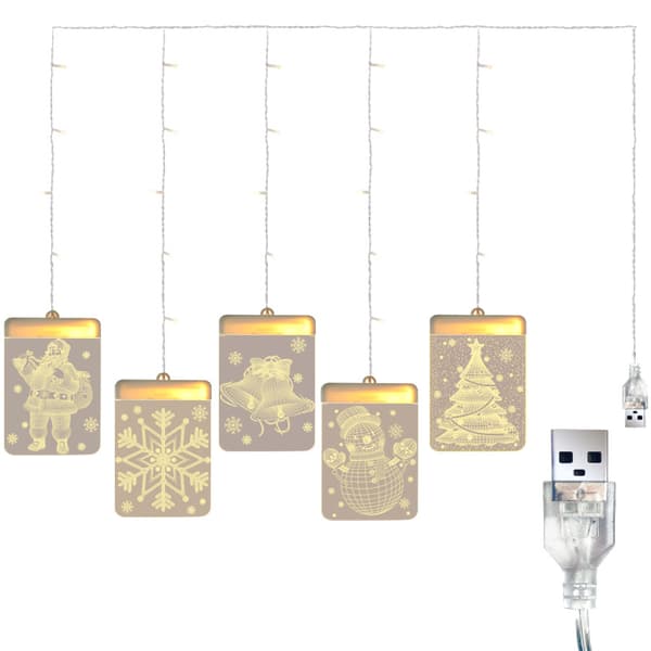 USB-lysstreng, 3D Julepynt, Dekorative Festlys, Dekorative Julelys, Feelygter med