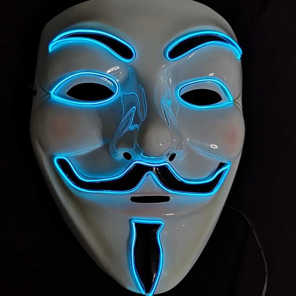 Let   LED   V-Vendetta   EL Wire Light Halloween Fest   Kostume, Blå