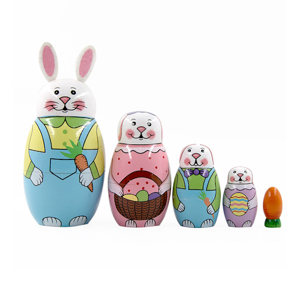 Ryska Nesting Dolls, Stapelbara Handgjorda Trämålade Matryoshka Dockor, 5 St 13cm Höga Djur Nesting Påskägg Leksaker