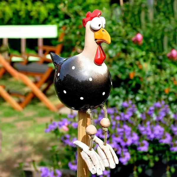 Rolig kyckling staket dekoration statyer, utomhus trädgård höna staty