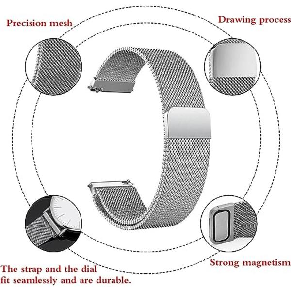 18 mm magnetisk urrem til mænd og kvinder, justerbar urrem i rustfrit stål til smartwatches med horn