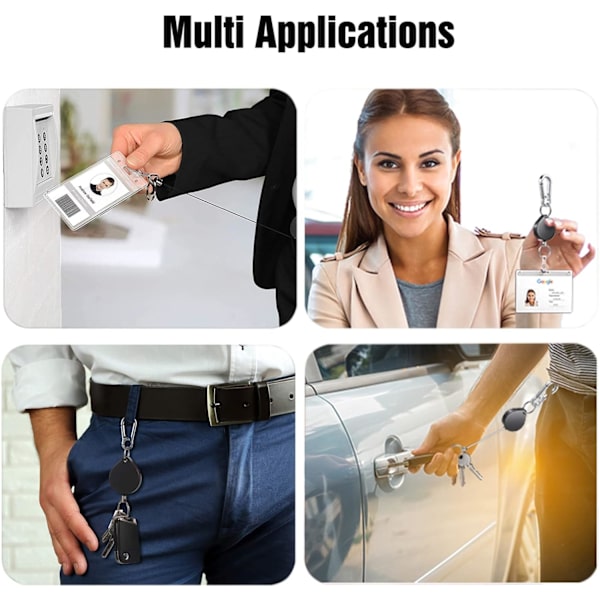 2PCS Retractable Keychain Student ID Card Expandable Keychain Bad