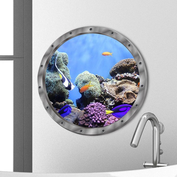 2 stk (Sea Fish) 3D veggklistremerker, undervannsveggklistremerker, for bad, soverom, dør, barnehage, barnehage, inkludert havstorm, klistremerke 29x29cm