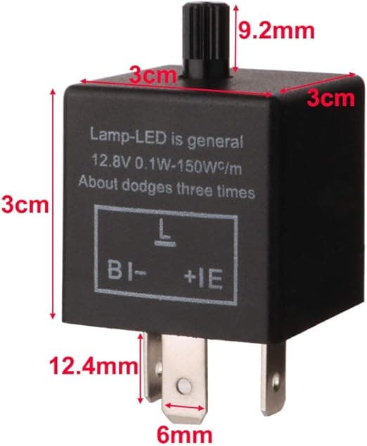 2 stk. 12V 3-bens justerbart blinkrelæ til LED-blinklys CF-1