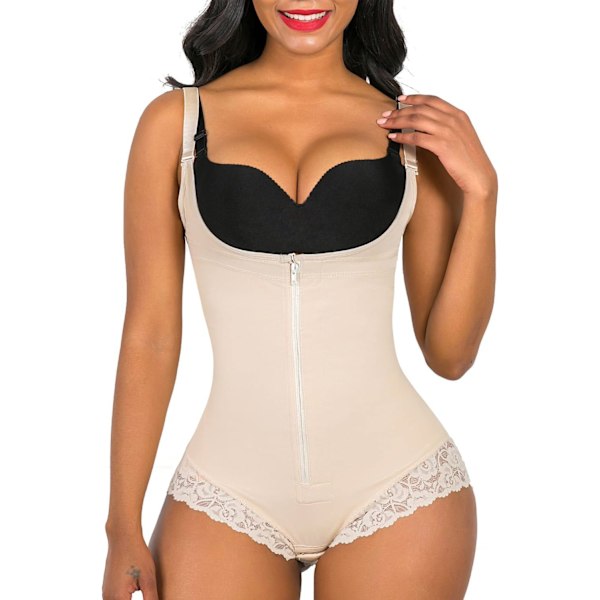 Shapewear för kvinnor, magkontroll, body shaper, öppen byst med dragkedja