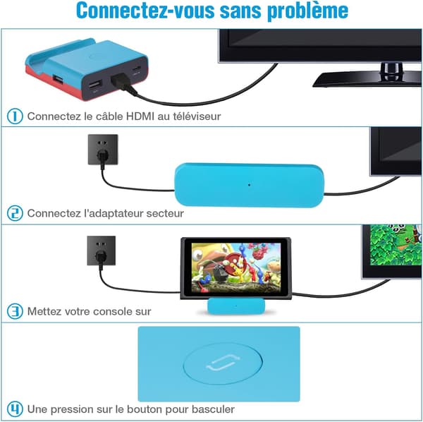 Powerextra Adapter til Nintendo Switch - Switch Dock Bærbar TV