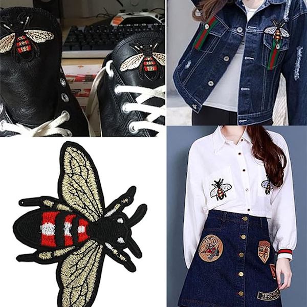 4 st Bee Broderade Stryk-på-lapp Broderi Applikation av DIY Fa C
