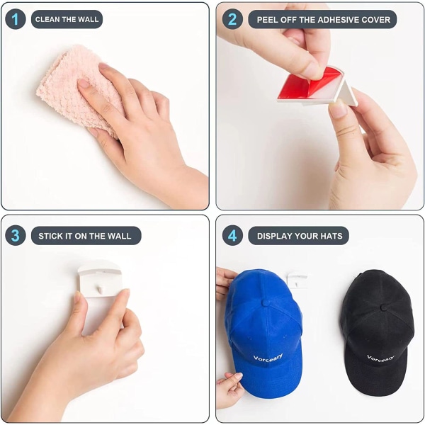 10 kpl (valkoinen) Hat Hooks seinäkiinnitys Hattu- ja peruukkipidike Punch-F A