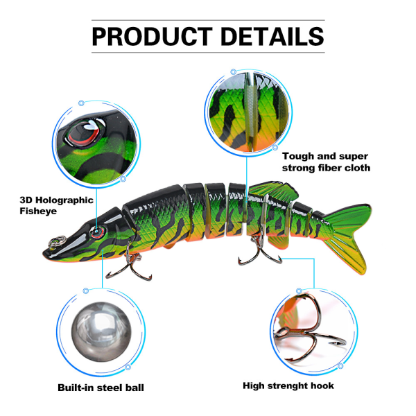 Bass ørret fiske lokke Bionic Swimbaits Multi Jointed Lures Sl