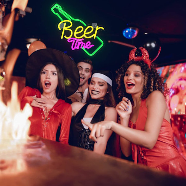Öltid Neon Skylt Bar Neon Ljusskylt Gul LED Skylt för Väggdekor USB Neon Skylt för Bar Club Ho