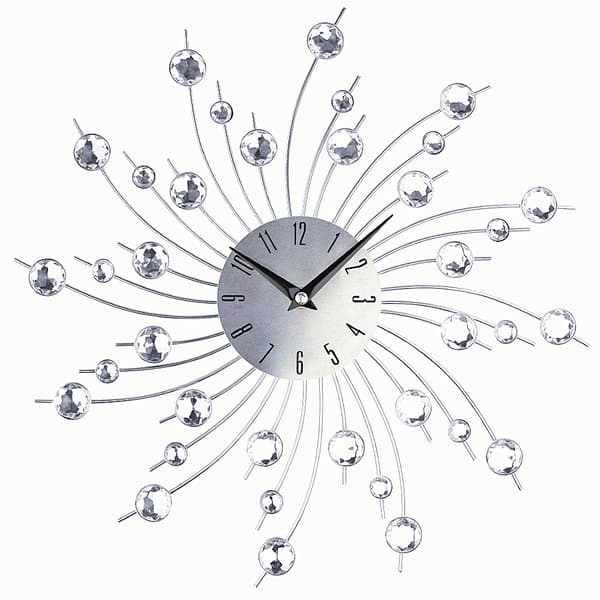 Solväggklocka med strass diamantpärlor modern kök vardagsrum