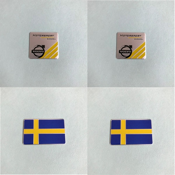 (fyrkantig Volvo-logga + fyrkantig svensk flagga) två Volvo-logotyper Grille