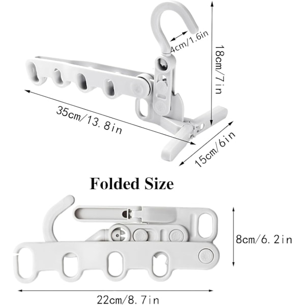 2 Pak Foldbart Tøjstativ med 5 Huller, Indendørs Tøjstativ, Pladsbesparende og Skab Organizer, Foldbar