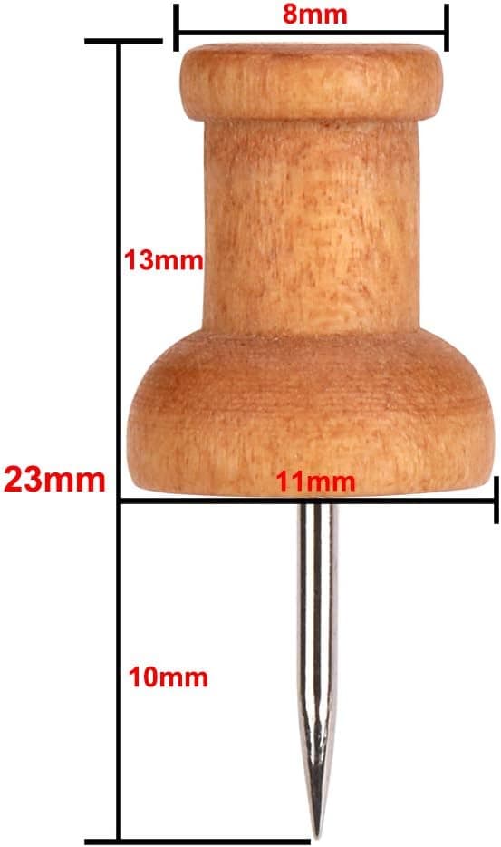 Bulletin Board Push Pins - 100 st - Set med träpushpins för