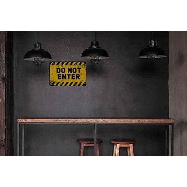 Varningsskylt i plåt med texten \"Gå inte in\" 20 x 30 cm för män och kvinnor, väggdekor för barer, restauranger, kaféer och pubar